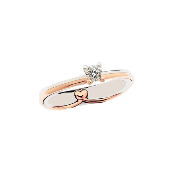 Polello anello in oro bianco e rosa G2814BR1